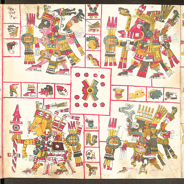 Codex_Borgia  Patrones de la Guerra Tláloc  Xiuhtecuhtli Mixcóatl  Xipetótec
